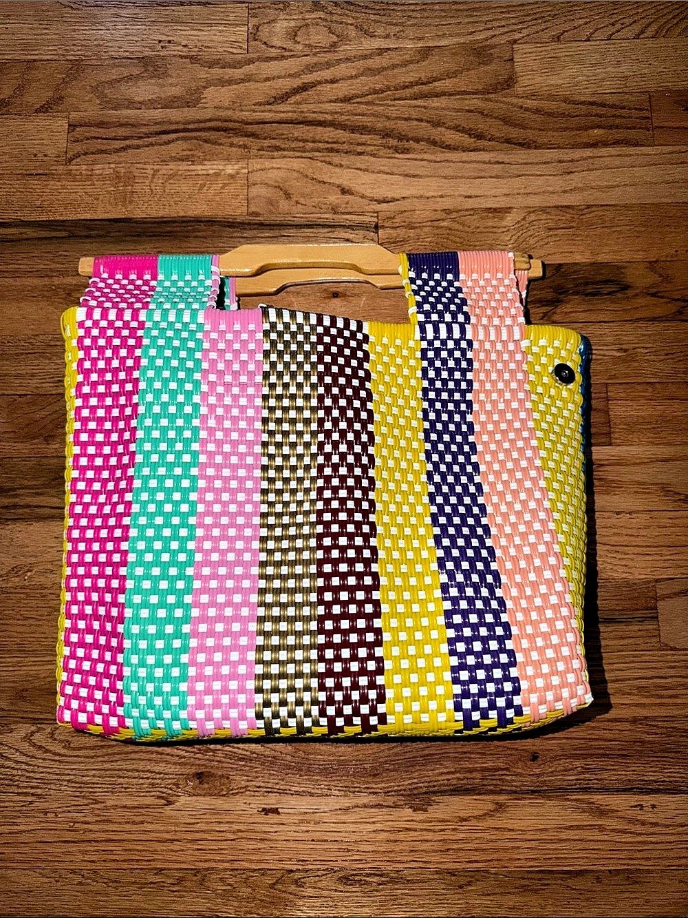 Woven Tote in Pink & Multi